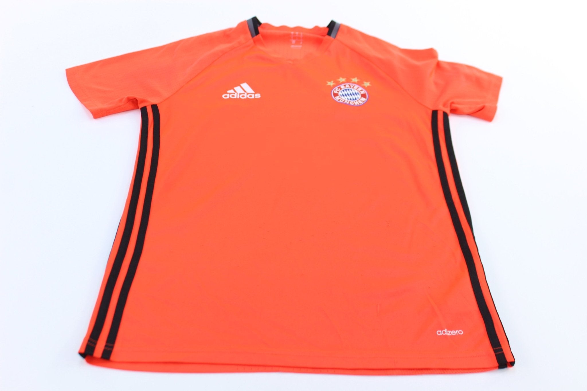 Adidas Embroidered Logo FC Bayern Munchen Striped Soccer Jersey - ThriftedThreads.com