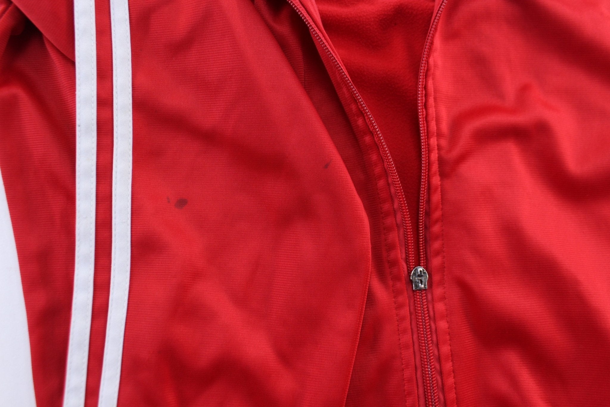 Adidas Embroidered Logo FC Bayern Munchen Striped Zip Up Jacket - Jacket - Thrifted Threads
