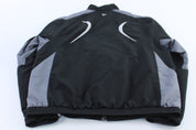 Adidas Embroidered Logo Grey & Black Striped Zip Up Jacket - ThriftedThreads.com