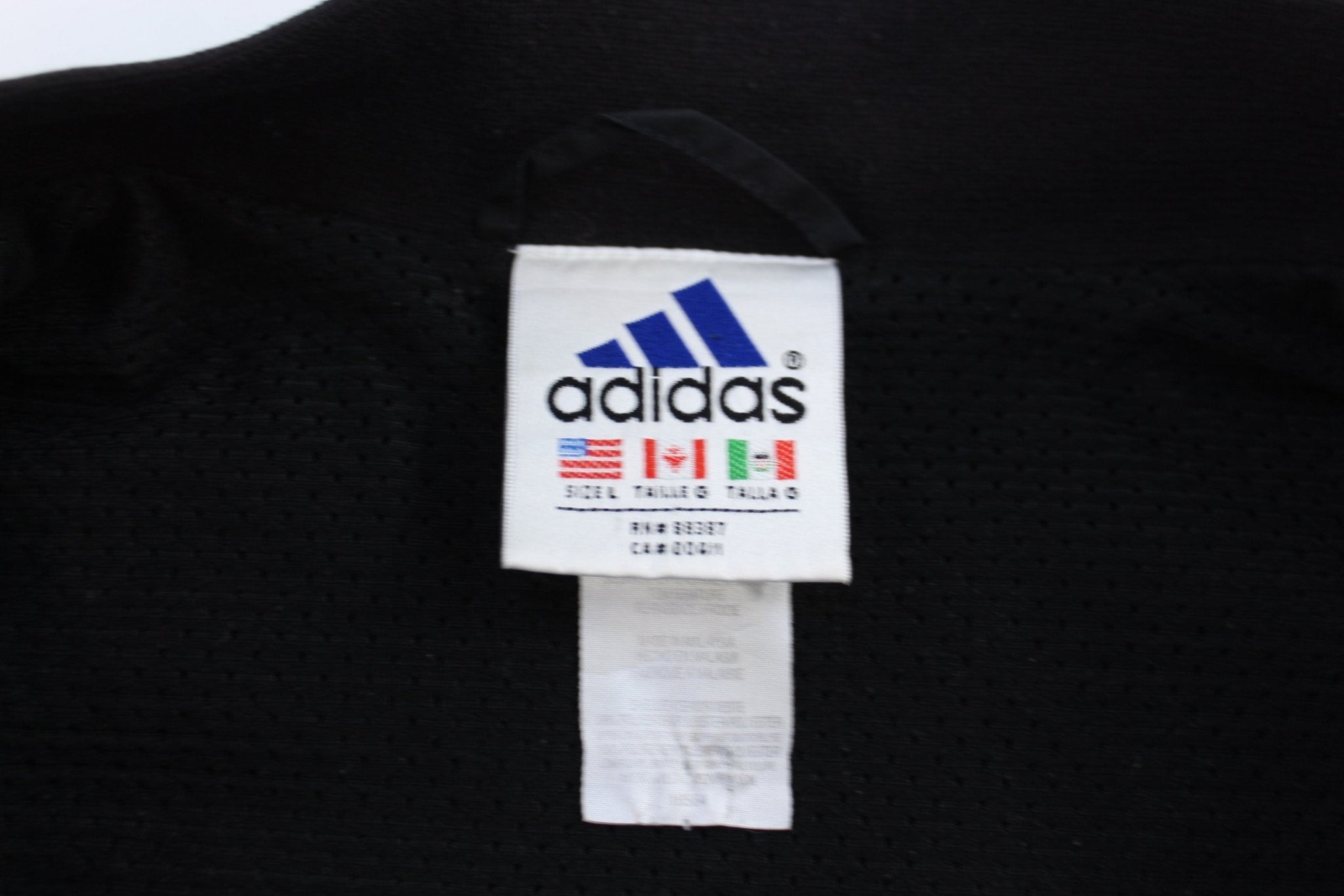 Adidas Embroidered Logo Grey & Black Striped Zip Up Jacket - ThriftedThreads.com