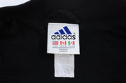 Adidas Embroidered Logo Grey & Black Striped Zip Up Jacket - Jackets - Thrifted Threads