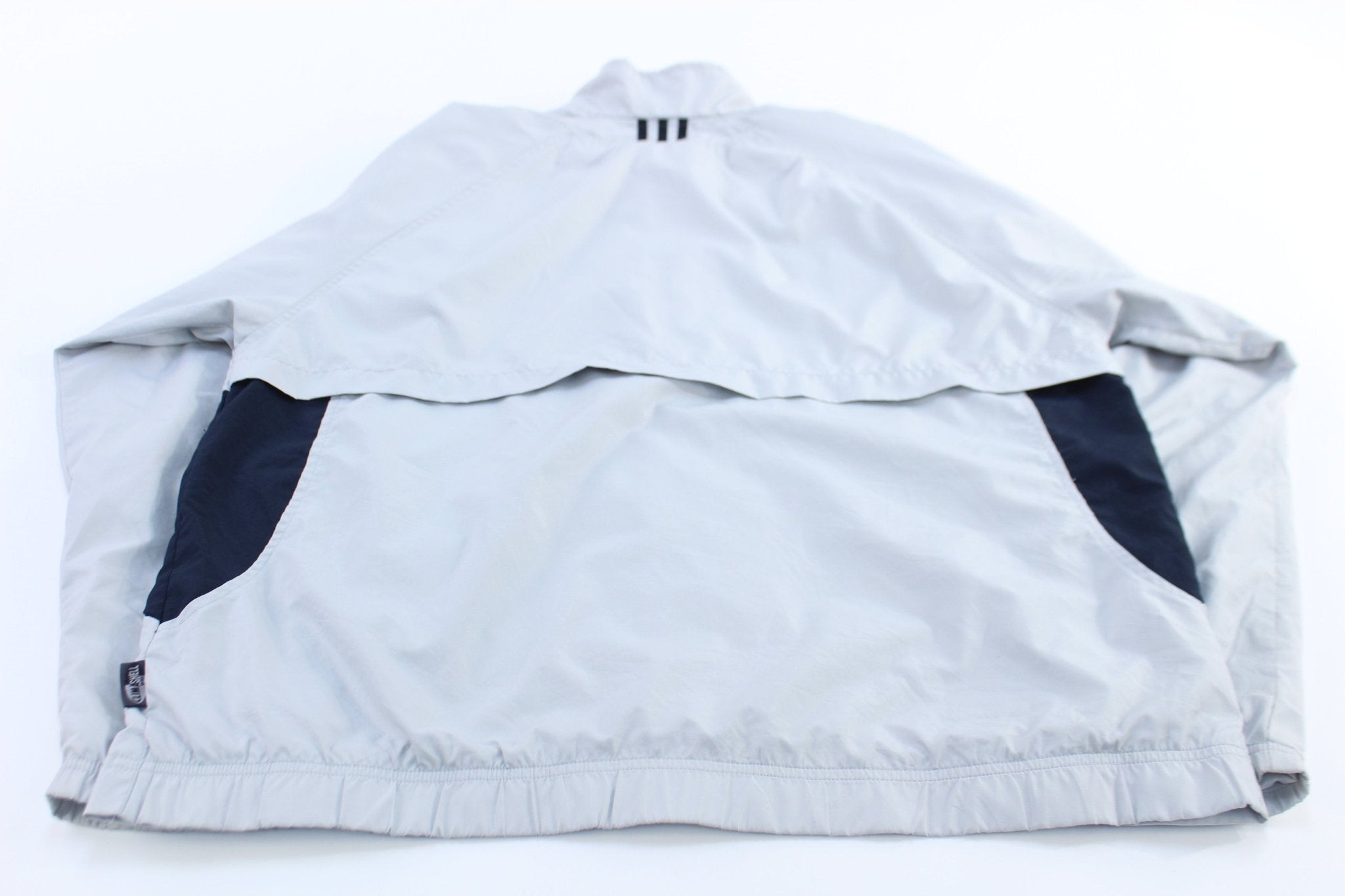 Adidas Embroidered Logo Light Grey & Black Zip Up Jacket - Jackets - Thrifted Threads