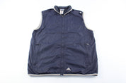 Adidas Embroidered Logo Navy Blue & Grey Zip Up Vest - ThriftedThreads.com