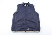 Adidas Embroidered Logo Navy Blue & Grey Zip Up Vest - Jackets - Thrifted Threads