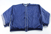 Adidas Embroidered Logo Navy Blue & White Striped Pullover Jacket - Jackets - Thrifted Threads