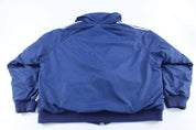 Adidas Embroidered Logo Navy Blue & White Striped Reversible Zip Up Jacket - ThriftedThreads.com