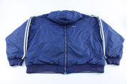 Adidas Embroidered Logo Navy Blue & White Striped Reversible Zip Up Jacket - Jackets - Thrifted Threads