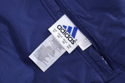 Adidas Embroidered Logo Navy Blue & White Striped Reversible Zip Up Jacket - Jackets - Thrifted Threads