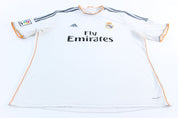 Adidas Embroidered Logo Real Madrid Striped Soccer Jersey - ThriftedThreads.com