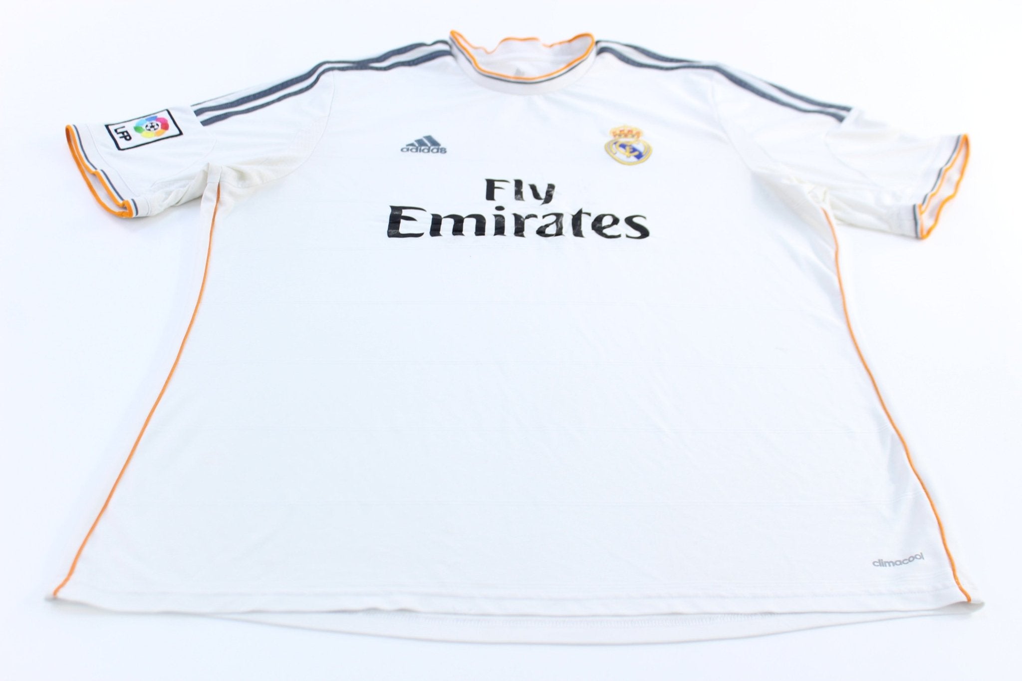 Adidas Embroidered Logo Real Madrid Striped Soccer Jersey - ThriftedThreads.com