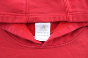 Adidas Embroidered Logo Red & Black Striped Pullover Hoodie - ThriftedThreads.com