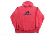 Adidas Embroidered Logo Red Pullover Hoodie - Jacket - Thrifted Threads