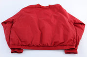 Adidas Embroidered Logo Red & White Striped Windbreaker Pullover - ThriftedThreads.com