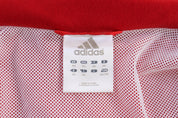 Adidas Embroidered Logo Red & White Striped Zip Up Jacket - ThriftedThreads.com