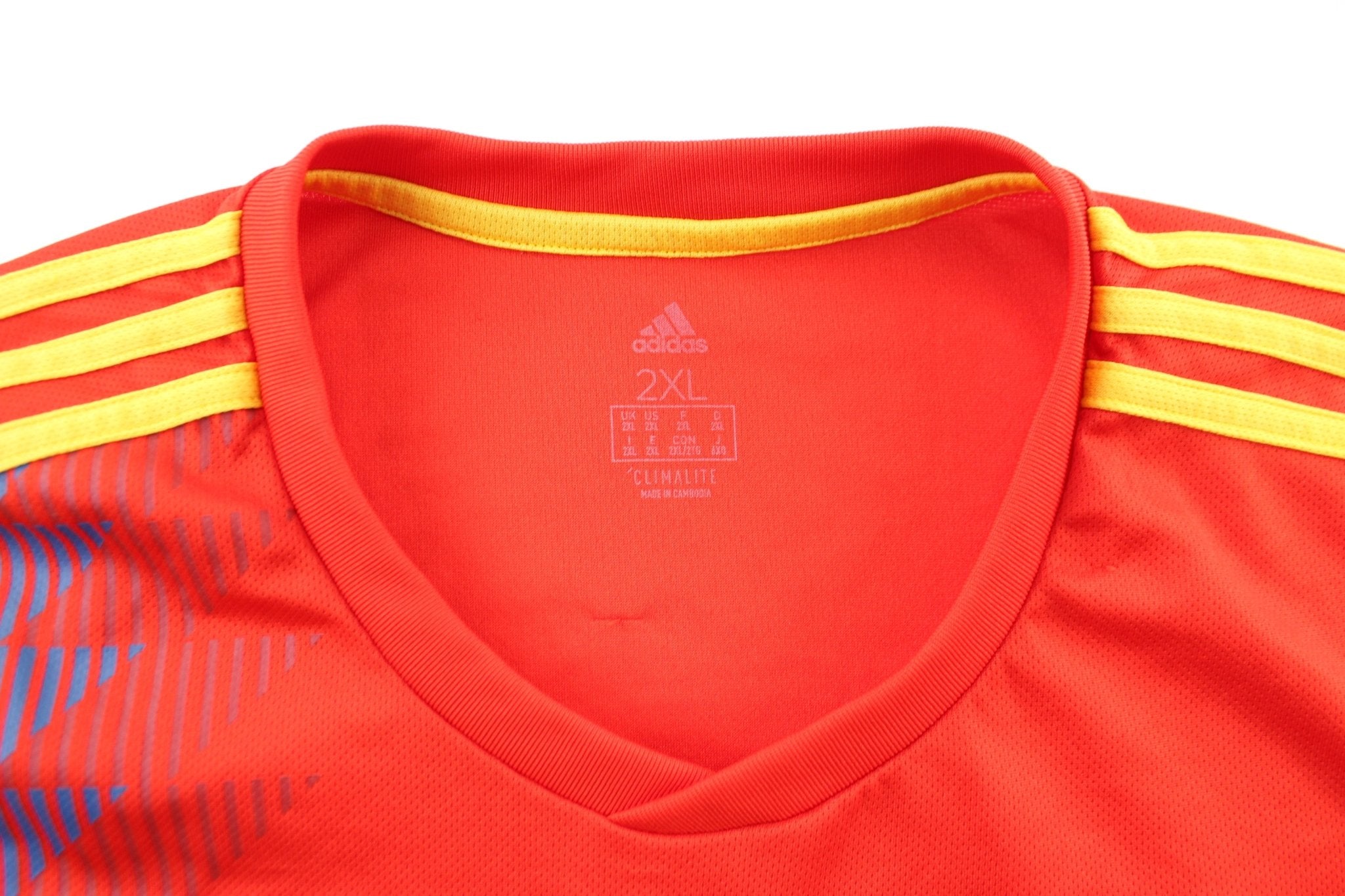 Adidas Embroidered Logo Spain Striped Soccer Jersey - ThriftedThreads.com