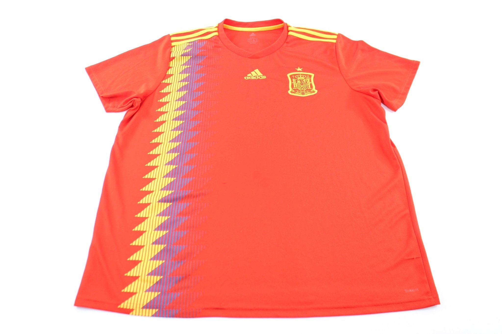 Adidas Embroidered Logo Spain Striped Soccer Jersey - ThriftedThreads.com