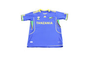 Adidas Embroidered Logo Tanzania Striped Soccer Jersey - ThriftedThreads.com