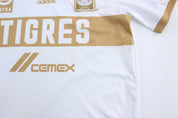 Adidas Embroidered Logo Tigres UANL Gold & White Striped Soccer Jersey - ThriftedThreads.com
