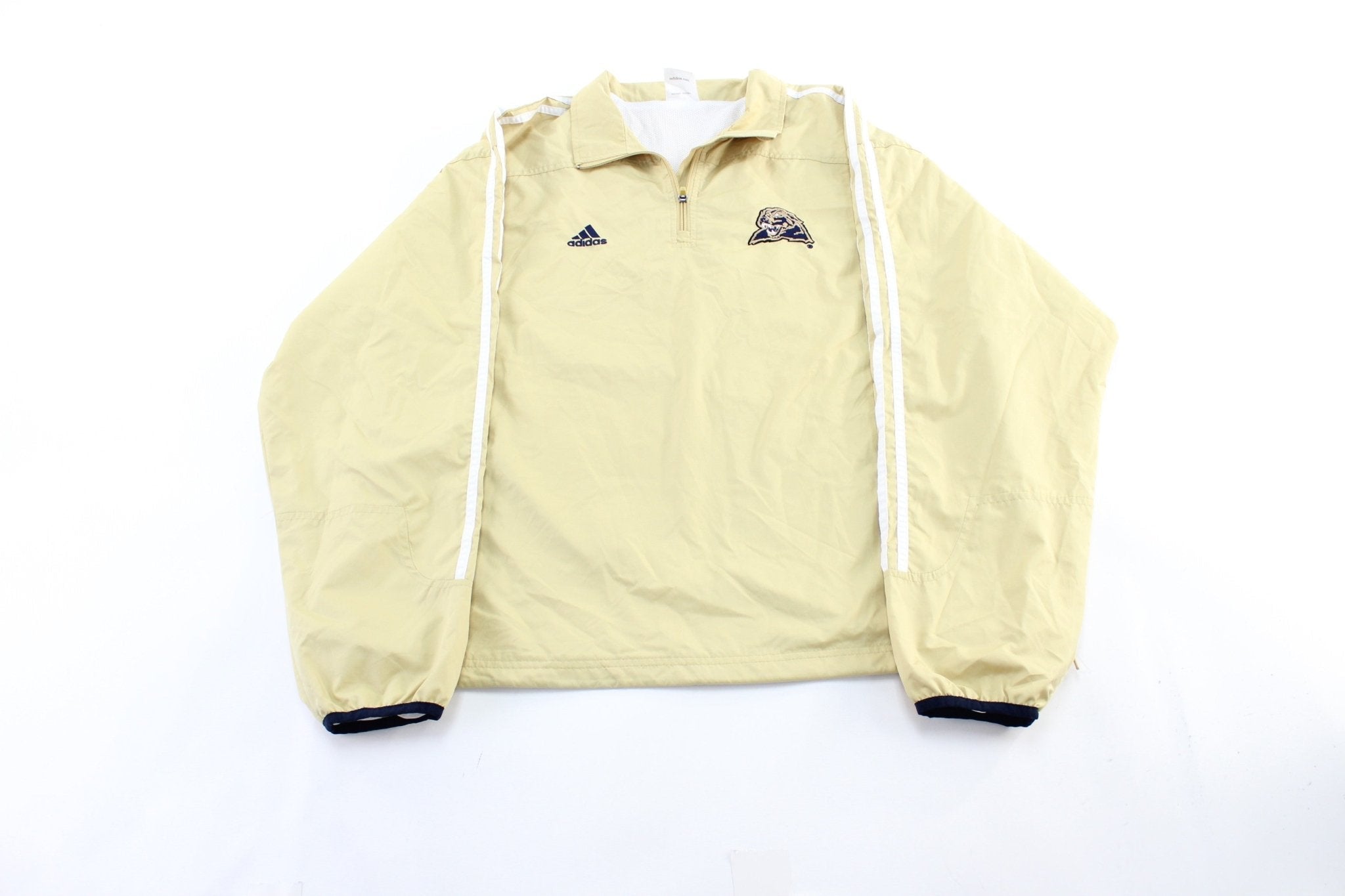 Adidas Embroidered Logo University of Pittsburgh Striped Pullover Jacket - Jacket - Thrifted Threads