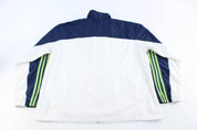 Adidas Embroidered Logo White, Navy Blue, & Green Striped Jacket - Jackets - Thrifted Threads
