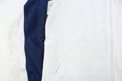 Adidas Embroidered Logo White, Navy Blue, & Green Striped Jacket - Jackets - Thrifted Threads