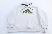 Adidas Embroidered Logo White Pullover Hoodie - ThriftedThreads.com