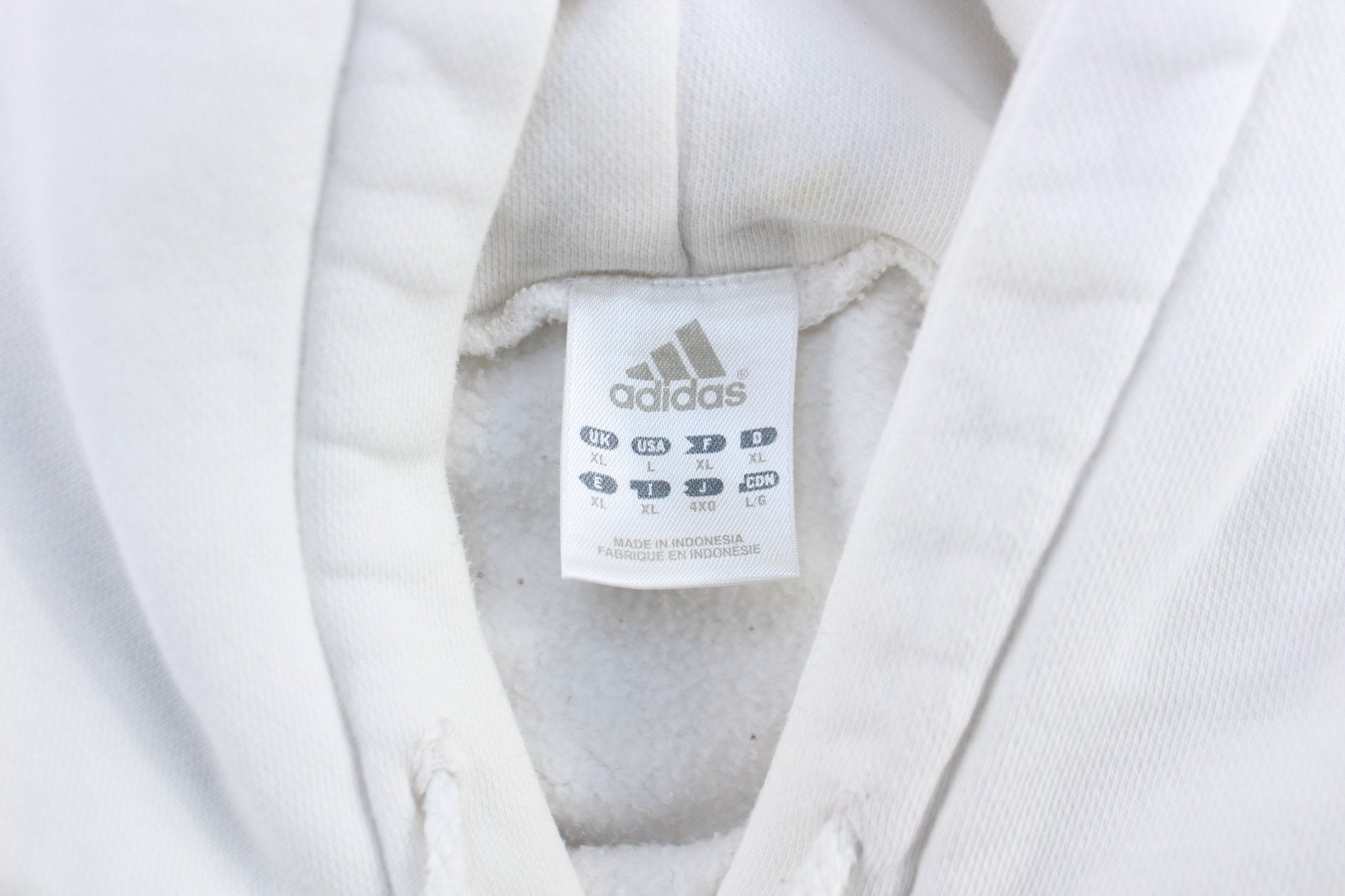 Adidas Embroidered Logo White Pullover Hoodie - ThriftedThreads.com