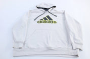 Adidas Embroidered Logo White Pullover Hoodie - Jackets - Thrifted Threads