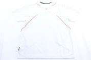 Adidas Embroidered Logo White & Red Striped Soccer Jersey - ThriftedThreads.com