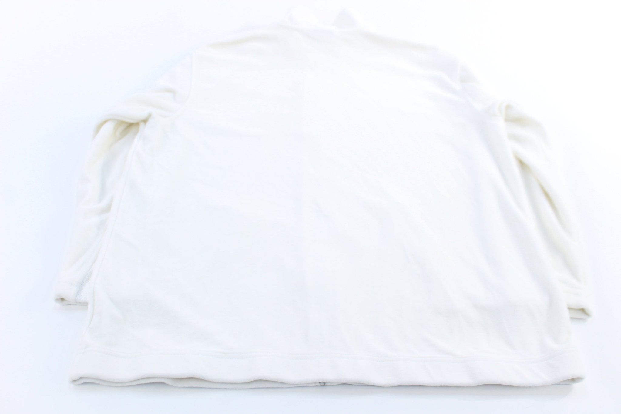 Adidas Embroidered Logo White Striped Full Zip Jacket - ThriftedThreads.com