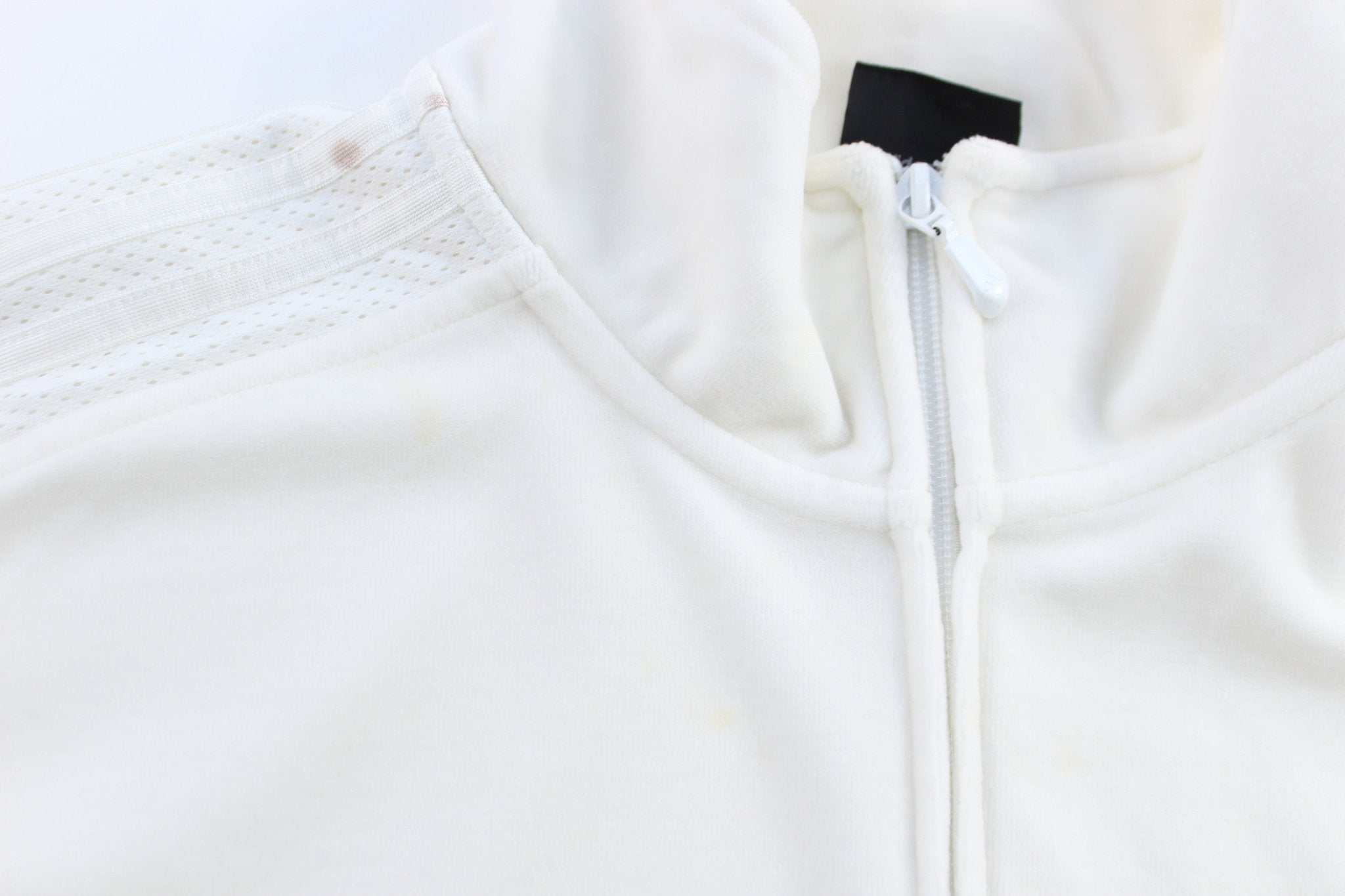 Adidas Embroidered Logo White Striped Full Zip Jacket - Jackets - Thrifted Threads