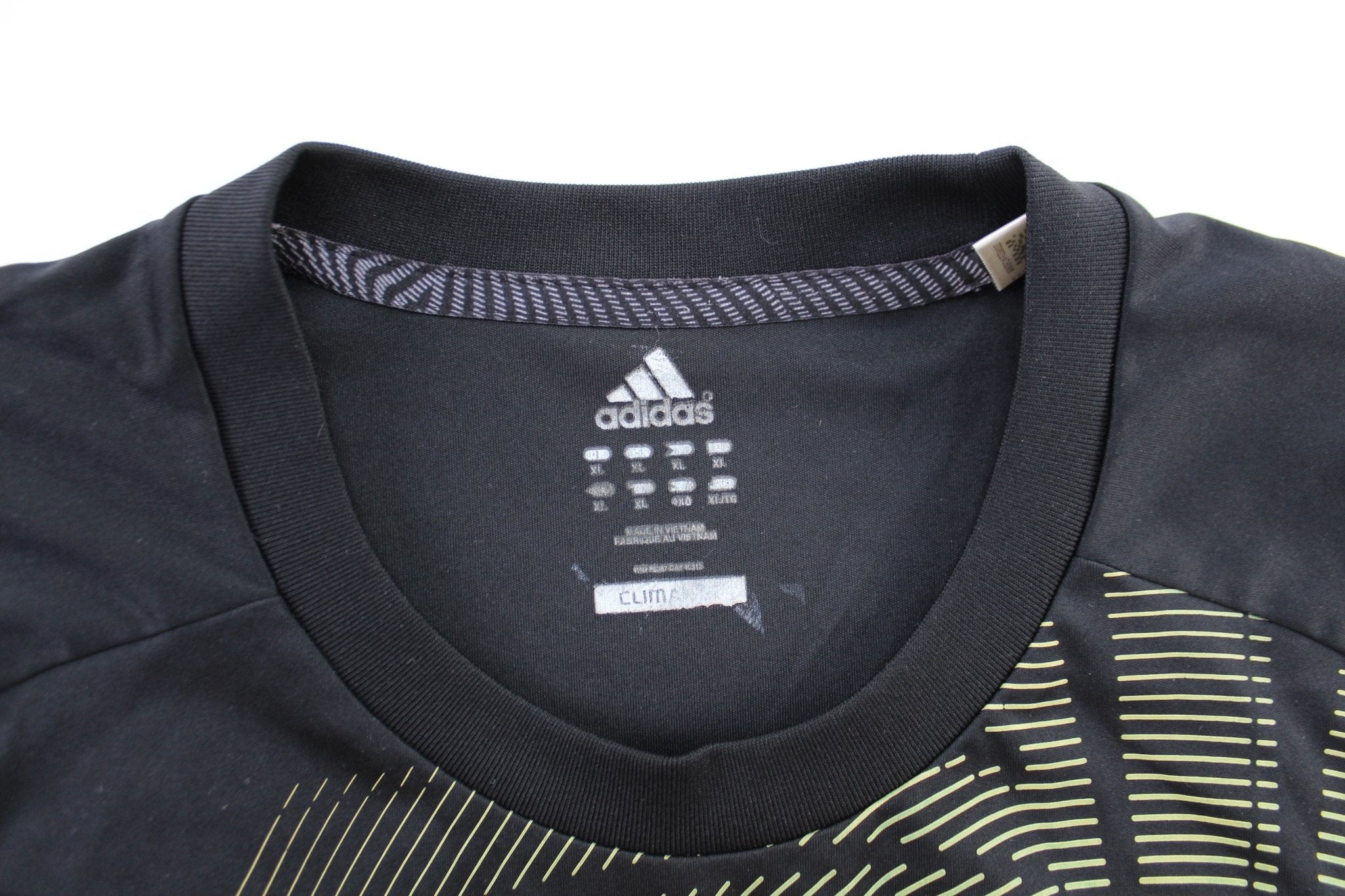 Adidas Logo F50 Black & Green Striped Soccer Jersey - ThriftedThreads.com