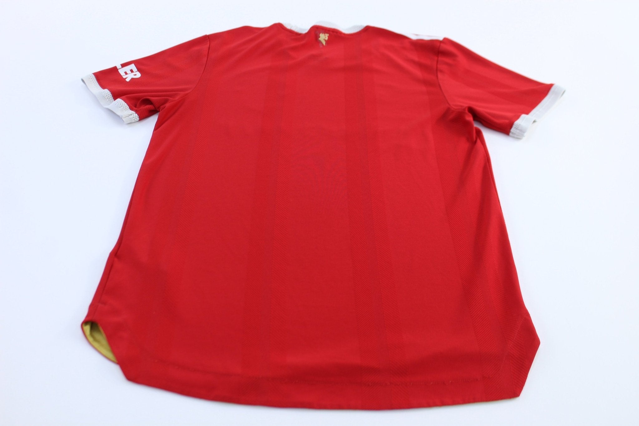 Adidas Logo Manchester United Striped Soccer Jersey - ThriftedThreads.com