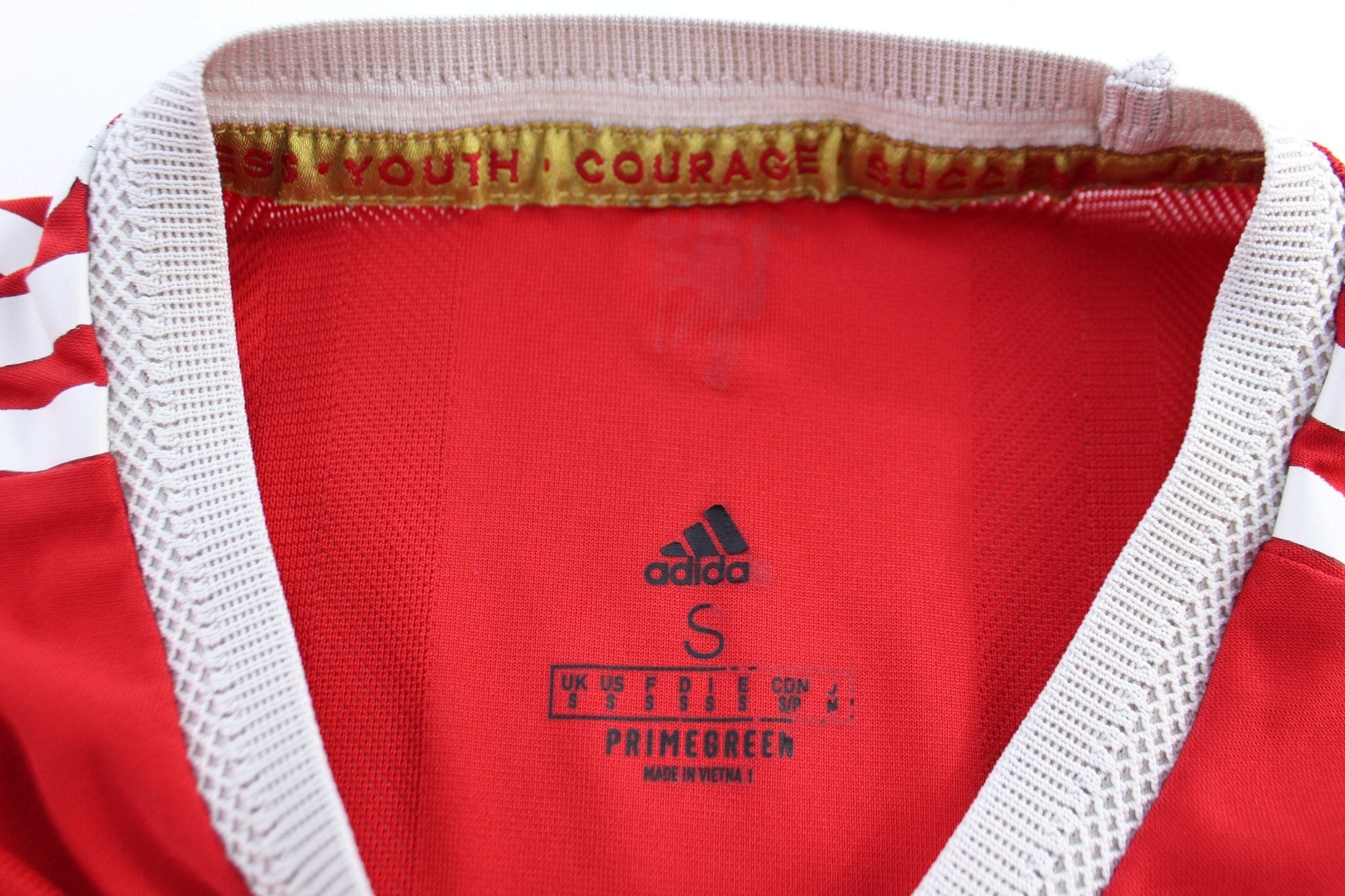 Adidas Logo Manchester United Striped Soccer Jersey - ThriftedThreads.com