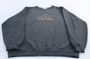 Adidas Trefoil Embroidered Logo Grey Sweatshirt - ThriftedThreads.com