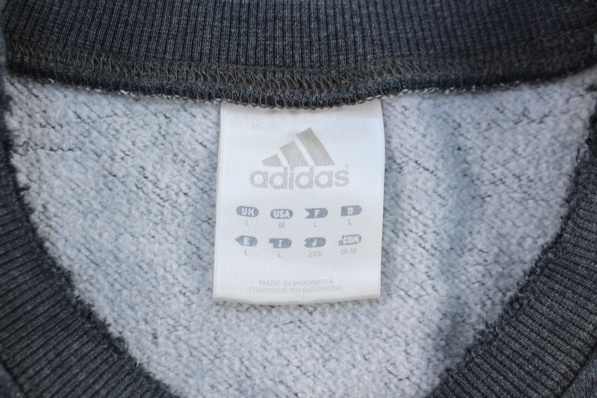 Adidas Trefoil Embroidered Logo Grey Sweatshirt - ThriftedThreads.com