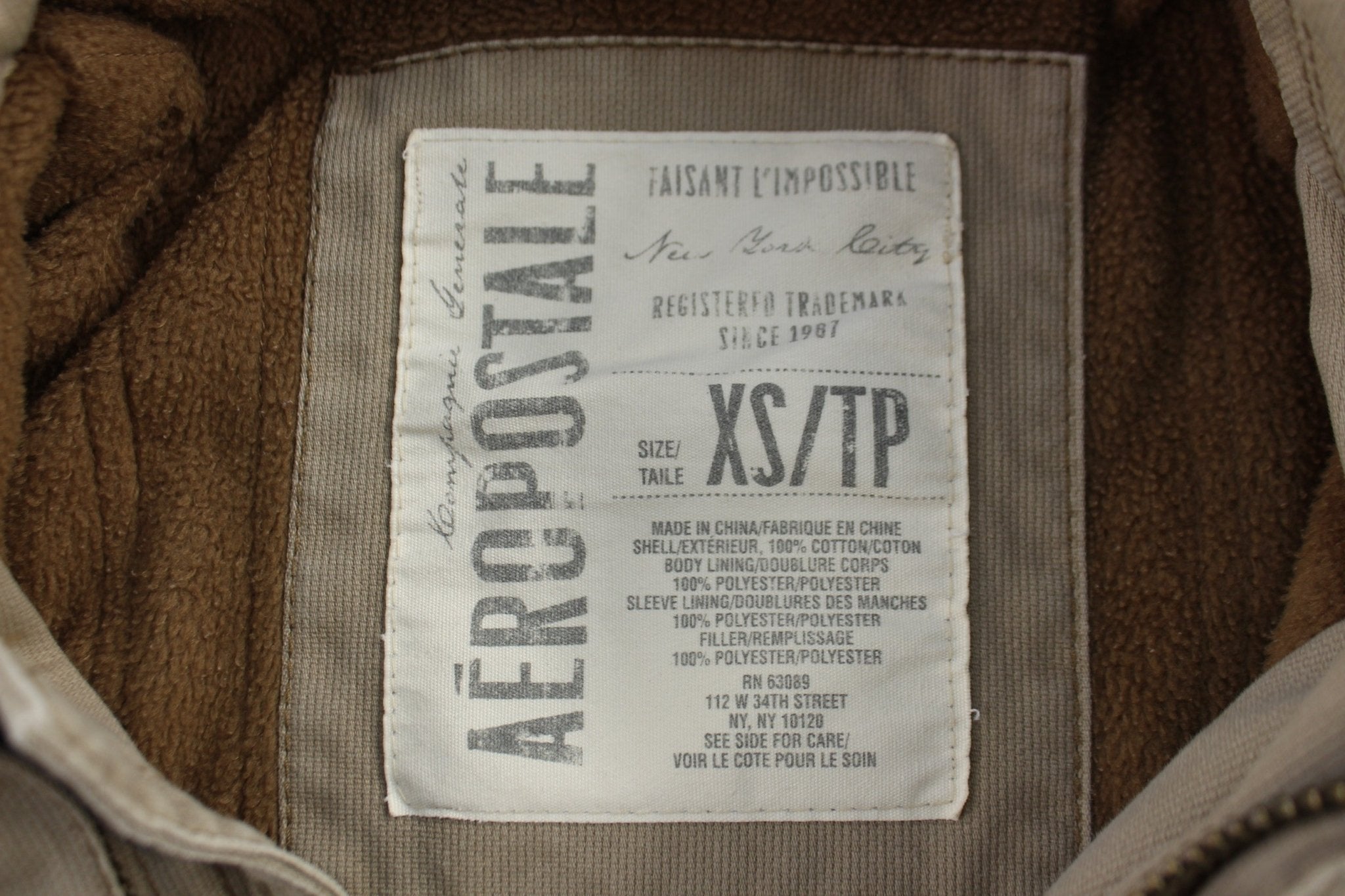 Aeropostale Tan Full Zip Jacket - Jacket - Thrifted Threads