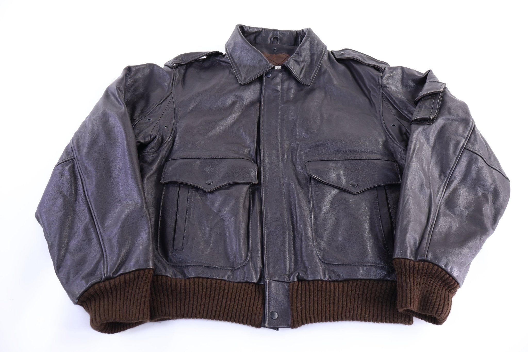 American Express Brown Full Zip Leather Jacket - Jacket - Thrifted Threads