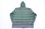 Anchor Blue Grey & Green Striped Full Zip Hoodie - Jacket - Thrifted Threads