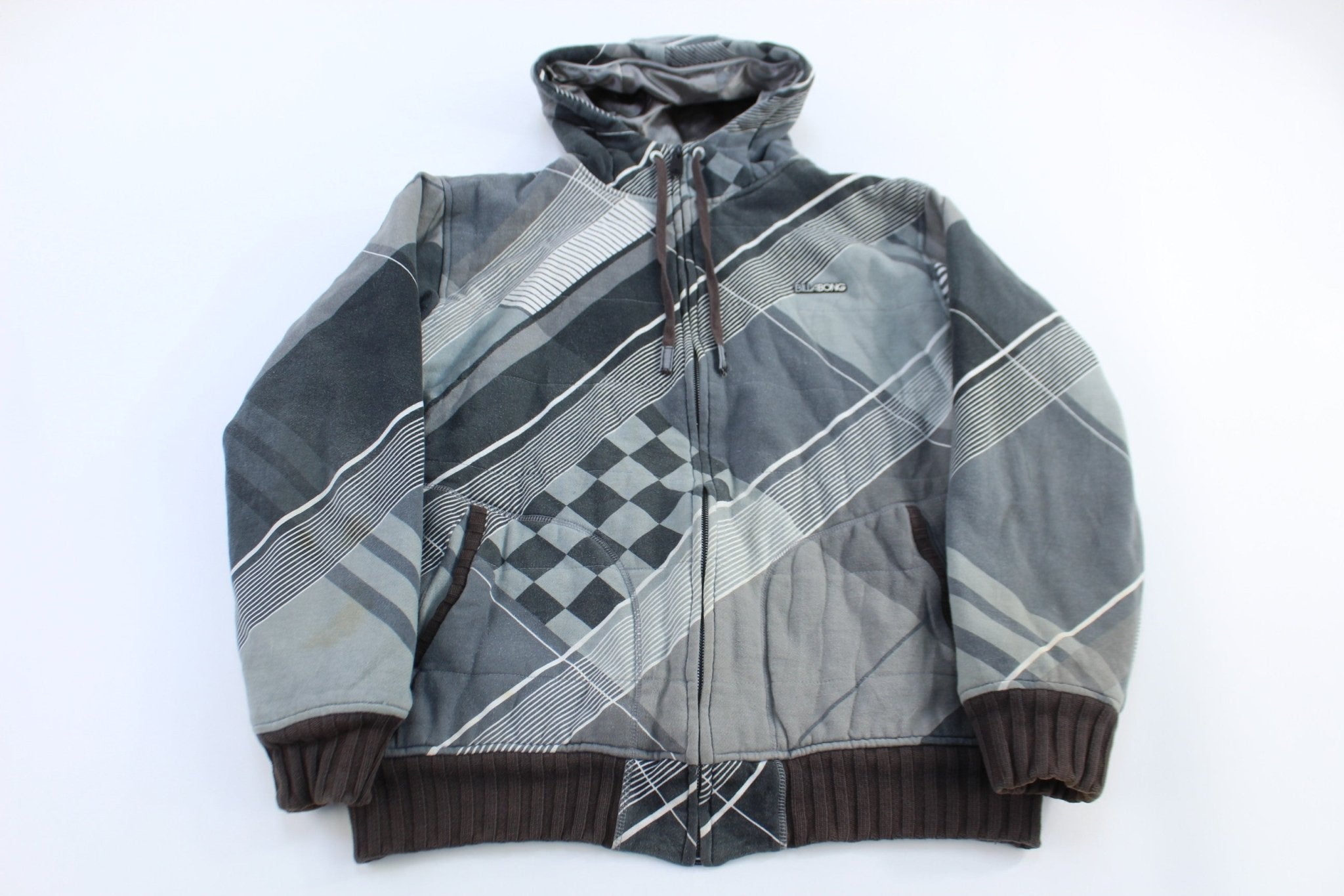 Billabong Geometric Pattern Grey Full Zip Jacket - Jacket - Thrifted Threads