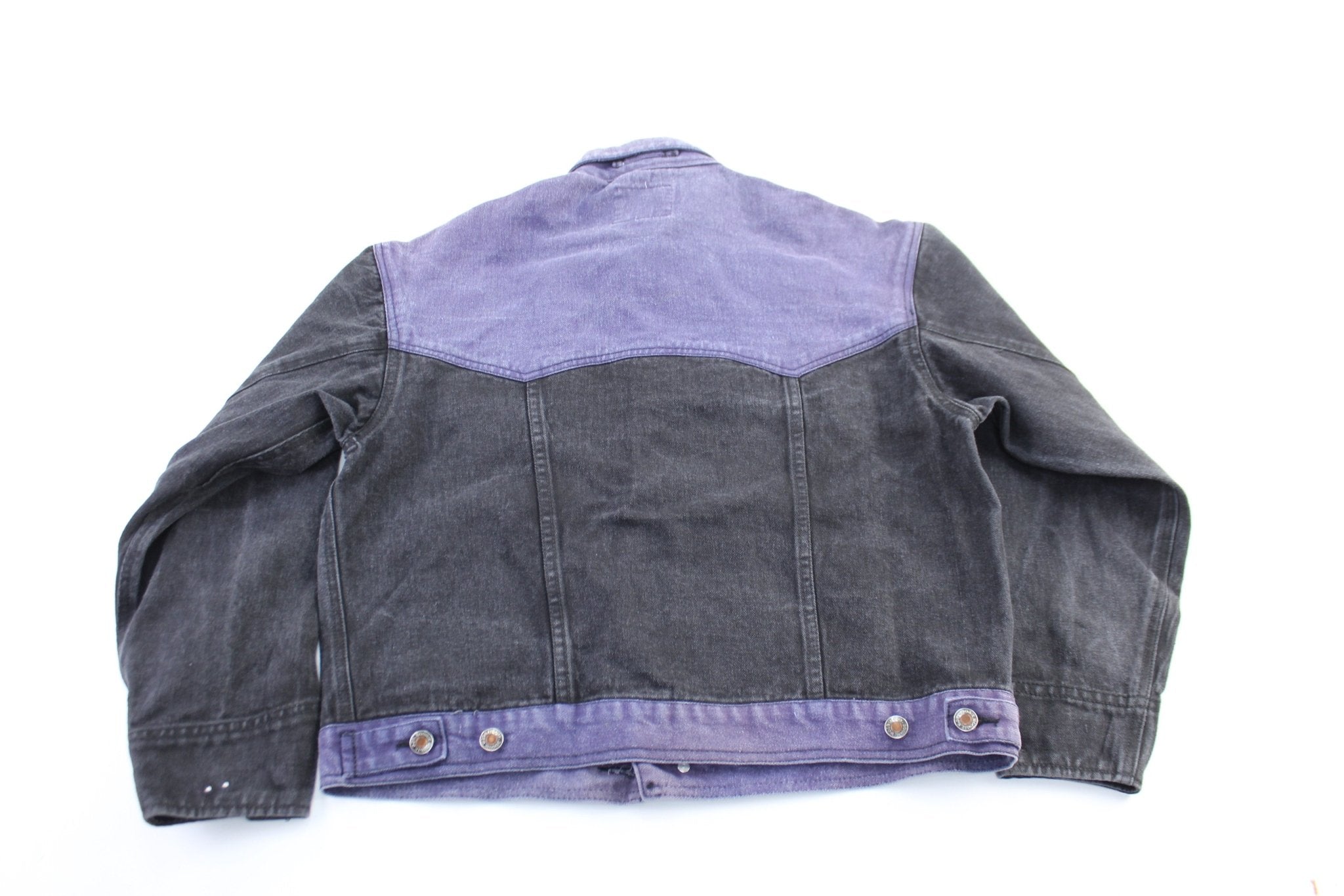 Boogie Woogie Boy Black & Purple Wash Denim Jacket - ThriftedThreads.com