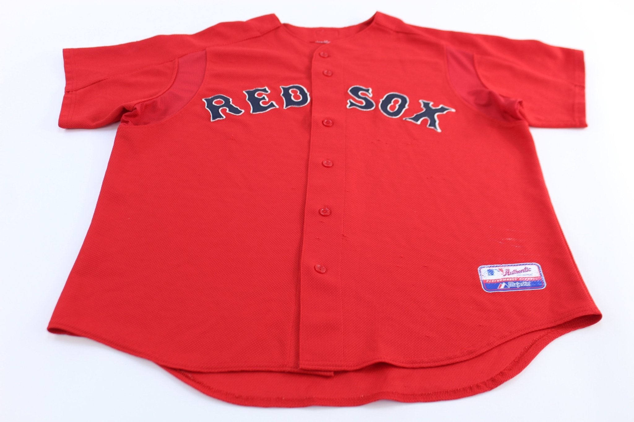 Boston Red Sox Embroidered Majestic Baseball Jersey - ThriftedThreads.com