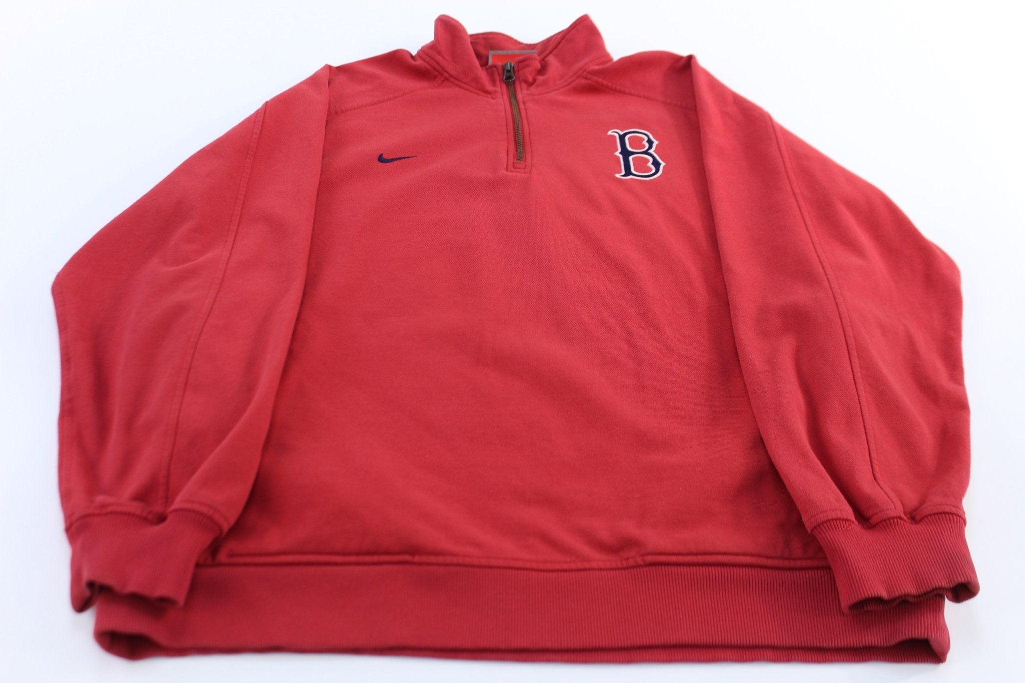 Boston Red Sox Embroidered Nike Quarter Zip Pullover - ThriftedThreads.com