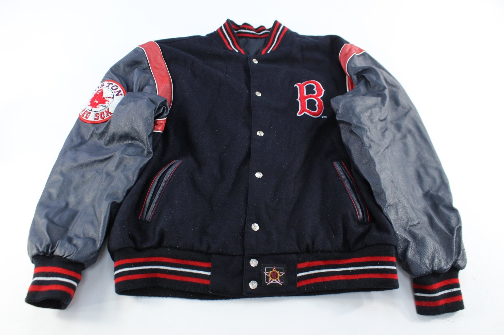 Boston Red Sox Navy Blue & Red Varsity Jacket - ThriftedThreads.com