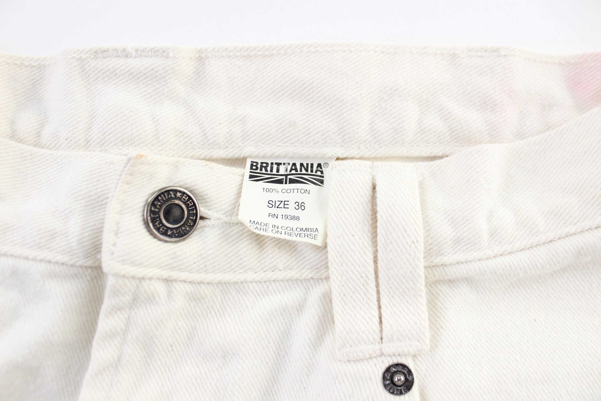 Brittania White Denim Shorts - ThriftedThreads.com