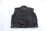 Brooklyn Xpress Embroidered Black Wash Denim Vest - Jacket - Thrifted Threads