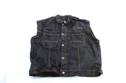 Brooklyn Xpress Embroidered Black Wash Denim Vest - Jacket - Thrifted Threads