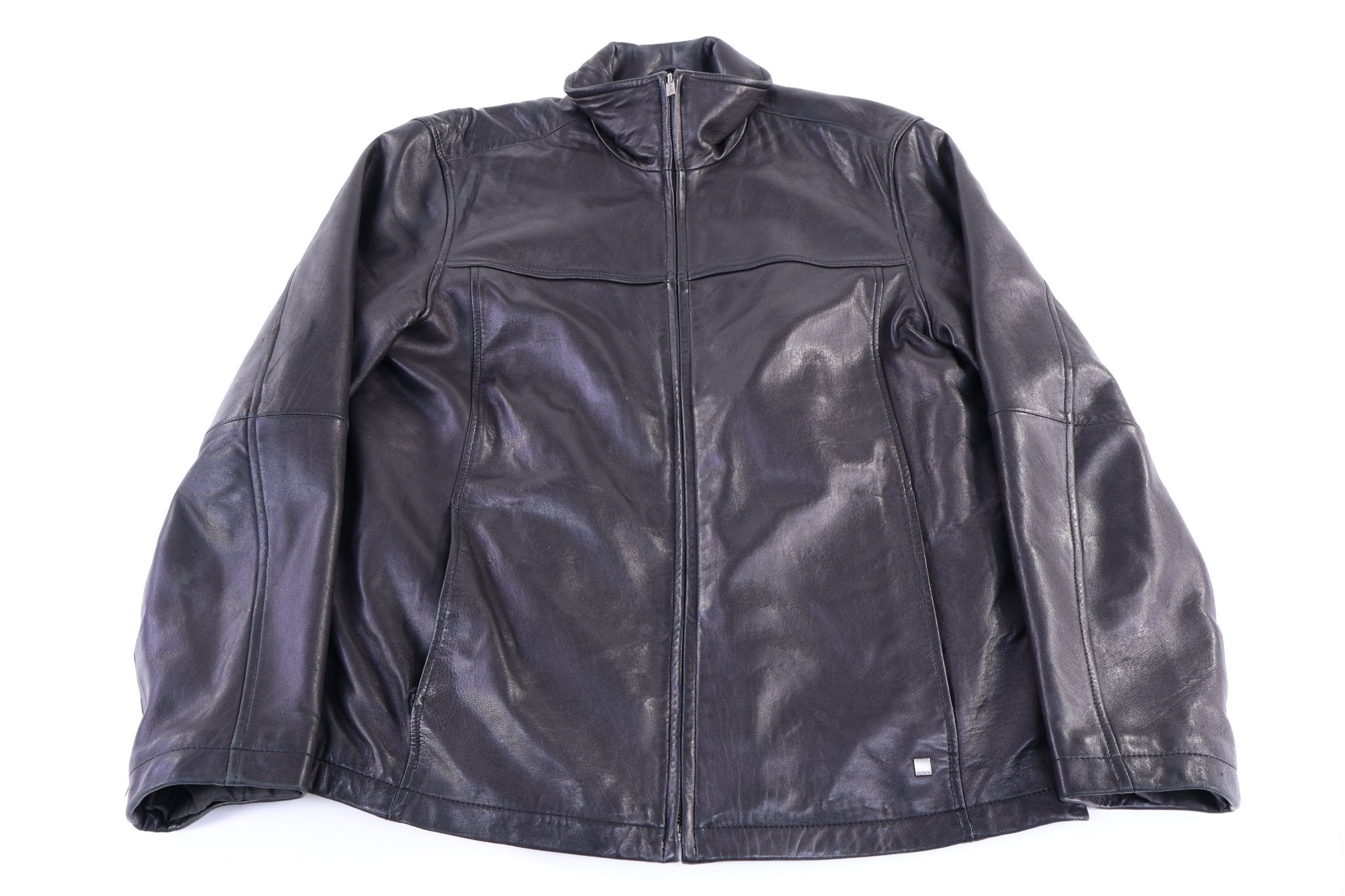 Calvin Klein Black Leather Full Zip Jacket - Jacket - Thrifted Threads