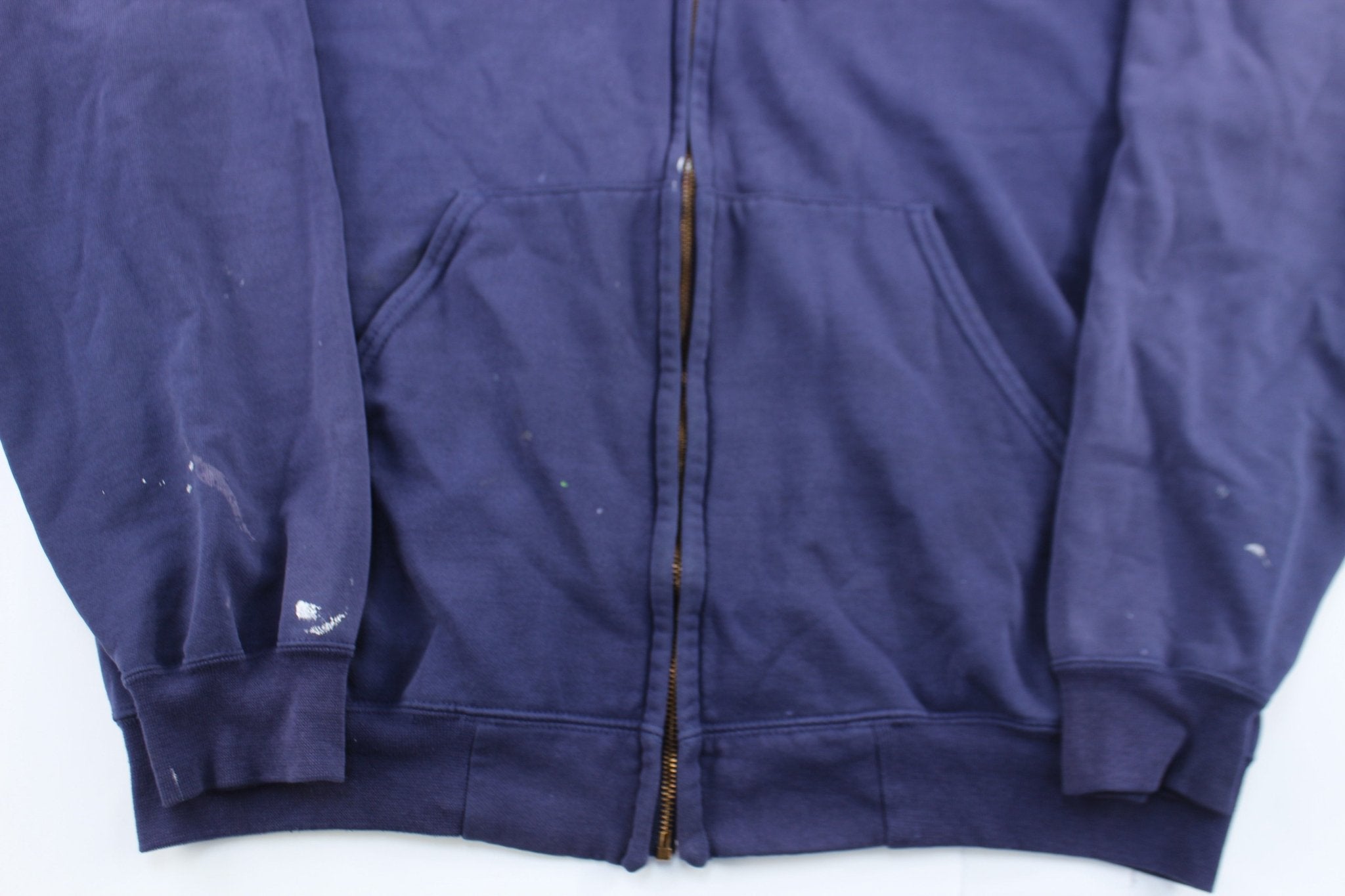 Carhartt Embroidered Logo Blue Zip Up Hoodie - ThriftedThreads.com