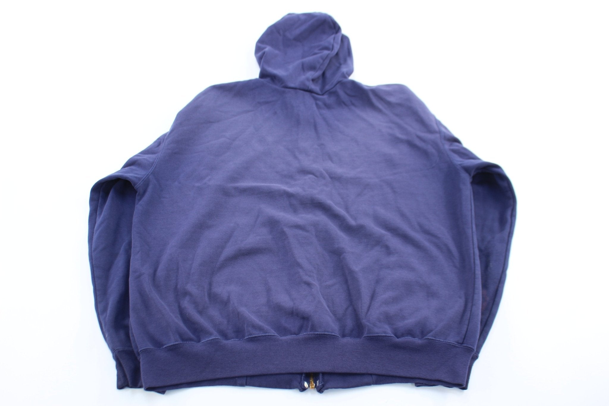 Carhartt Embroidered Logo Blue Zip Up Hoodie - ThriftedThreads.com